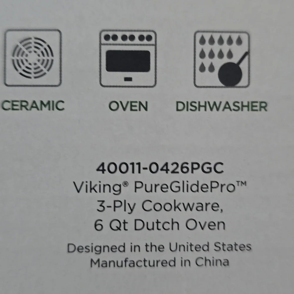 Viking PureGlide Pro 3-Ply Dutch Oven with Glass Lid, 6 qt., Retail $367.00 USD